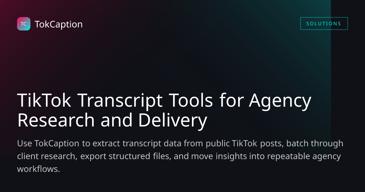 TikTok Transcript Tools for Agencies | TokCaption